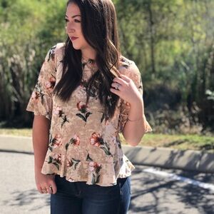 Floral Beige Women's Top